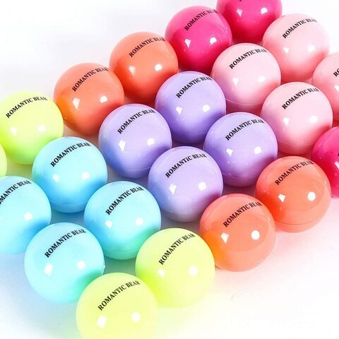 24pcs Romantic Bear Ball Lip Balm Makeup Baby Lips Moist Balm Cute Fruity Flavor Libalm Natural Plant Nutritious Lips Care