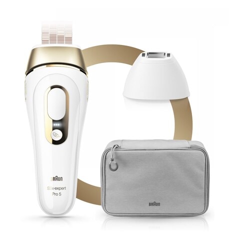 Buy Braun IPL Silk-Expert Pro 5 PL 5117 with Hair Removal System with 3  Extras Precision Head Venus Razor and Premium Pouch For Use On Body And  Face 400000 Flashes Online 