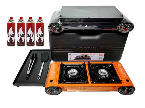 Buy Korean Double Burner Butane Camping Stove With Bbq Grill Hotplate-burger  Tray Online in UAE