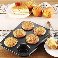 2 Pcs, 6 Cups Cupcake Tray + Loaf Pans, Nonstick Brownie Cake Pan, Carbon Steel Bakeware for Oven, Baking Muffin Tray Tool Mold