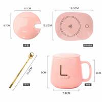 LIYING pink porcelain coffee cup heater; heat preservation device 55 degrees heating automatic constant temperature cup ceramic cup 350ML coffee milk smart heater (this product only provides heated co