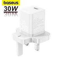 Baseus USB C Plug 30W GaN5 Pro Fast Charger PD 3.0 Charging USB-C Power Adapter Type C Wall Charger Compatible With iPhone 15 Pro/15 Plus/14/13/12 iPad Air MacBook Air S23/S24,Xiaomi OneplusEtc White