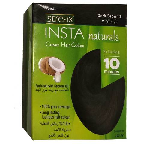 Streax Insta Naturals Dark Brown 3 Cream Hair Colour 15ml