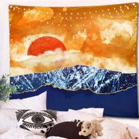 DEALS FOR LESS - Wall Tapestry Home Decor, Sun &amp; Mountain Design.