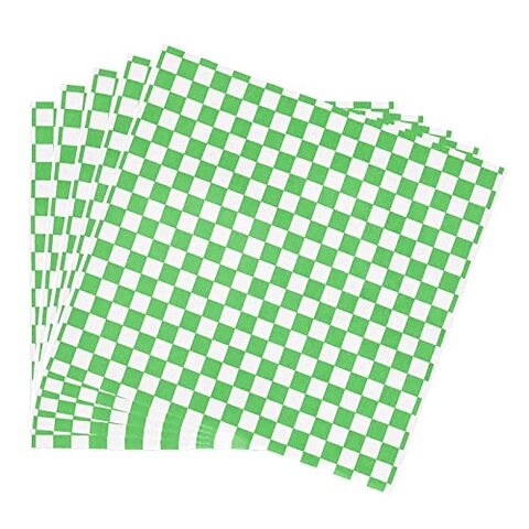 Generic Food Grade Wrap Paper, 100 Pack Checkered Basket Liners Food Grade Greaseproof Papers Oil-Proof Wrapping Wax Tissue, Food Grade Non-Stick Paper For Deli Bbq Hamburger Sandwiches (Green)
