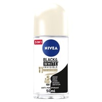 NIVEA Antiperspirant Roll-on for WoMen Black and White Invisible Silky Smooth Shaving 50ml