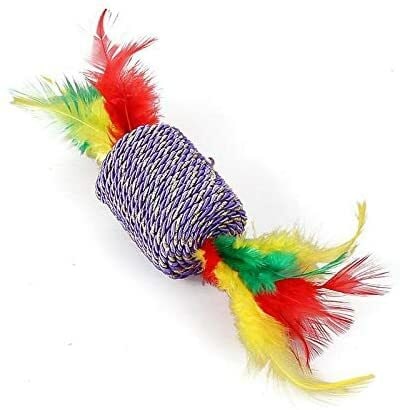 Buy Generic Colorful Pet Cat Kitten Feather Teaser Interactive Cute Toy in UAE