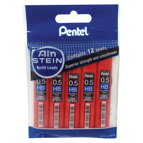 Pentel Ain Stein Lead Tubes Black 0.5mm 12 PCS Pack of 5