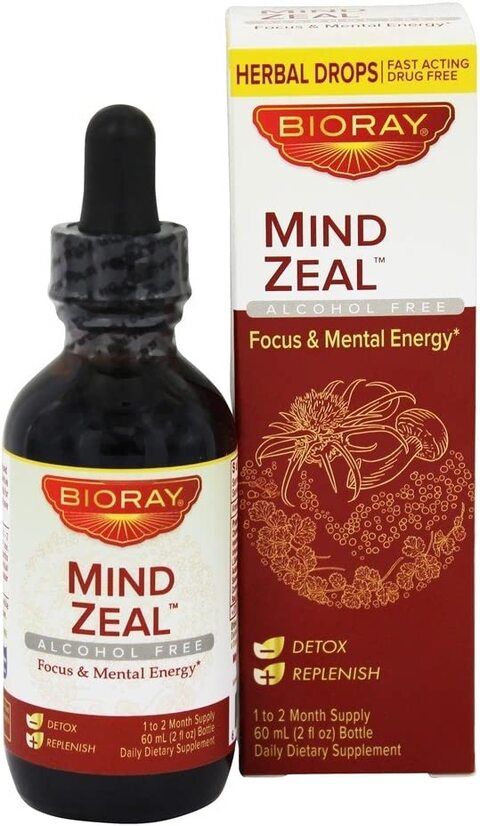Bioray Inc. Mind Zeal, Focus &amp; Mental Energy, Alcohol Free, 2 Fl OZ (60 ml), Mind Zeal, Focus &amp; Mental Energy, 2 Fl OZ (60 ml)