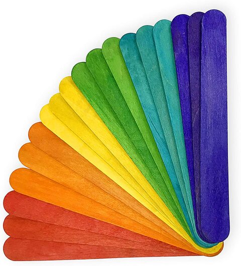 Markq Colored Popsicle Sticks 6 Inches Wooden Craft Sticks For Ice Cream, Lollipop, Waxing, Resin Stirring, Kids Art Supplies (60 Pieces)
