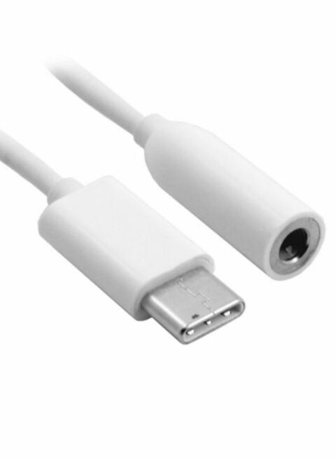 Generic Type-C To 3.5 mm USB Audio Jack Cable Adapter White