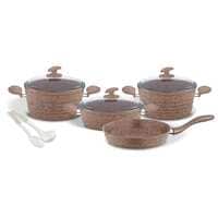 Home Maker Granite Cookware Set Light Brown And White 9 PCS