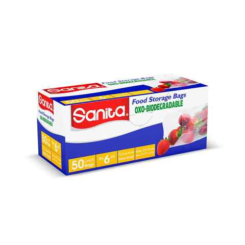 Buy Sanita Oxo-Biodegradable Food Storage Bags Number 6 Extra Small Clear 50 Bags in UAE