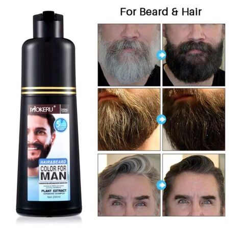 Mokeru Hair Dye Organic Hair Styling Product Fast 5 Minutes Beard Black Shampoo 200 ML Natural Plant Black Hair Shampoo