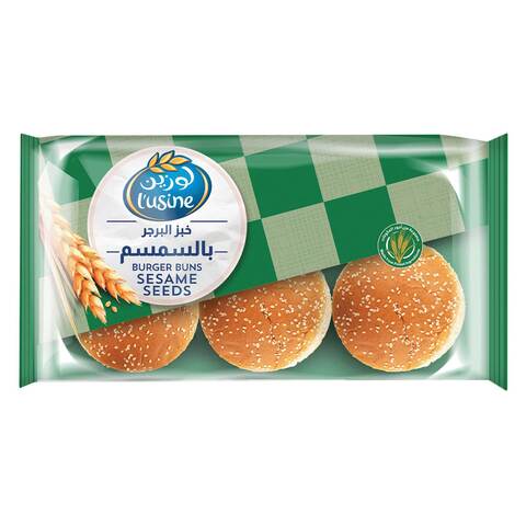 Buy Lusine Burger Buns Sesame Seeds Bread 400g 6 Pieces in Saudi Arabia