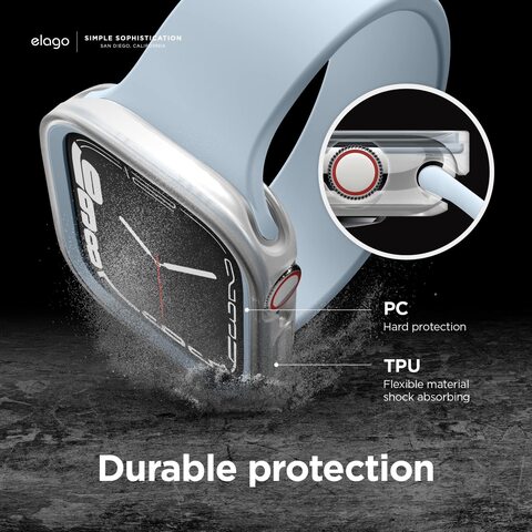 Elago Duo for Apple Watch Series 8/7 (45mm), Series 6/SE/5/4 (44mm) cover case - Clear Light Blue
