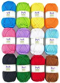 Acrylic Yarn Skeins Large 1 76 Ounce 50g  Each   12 Multicolor Knitting and Crochet Yarn Bulk   Starter Kit for Colorful Craft   7 Ebooks with Yarn Patterns   by Mira HandCrafts  12 Pack