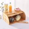 Lihan - Bamboo Wooden Bread Box Brown With Cover Clean And Sanitory 16X30X40Centimeter