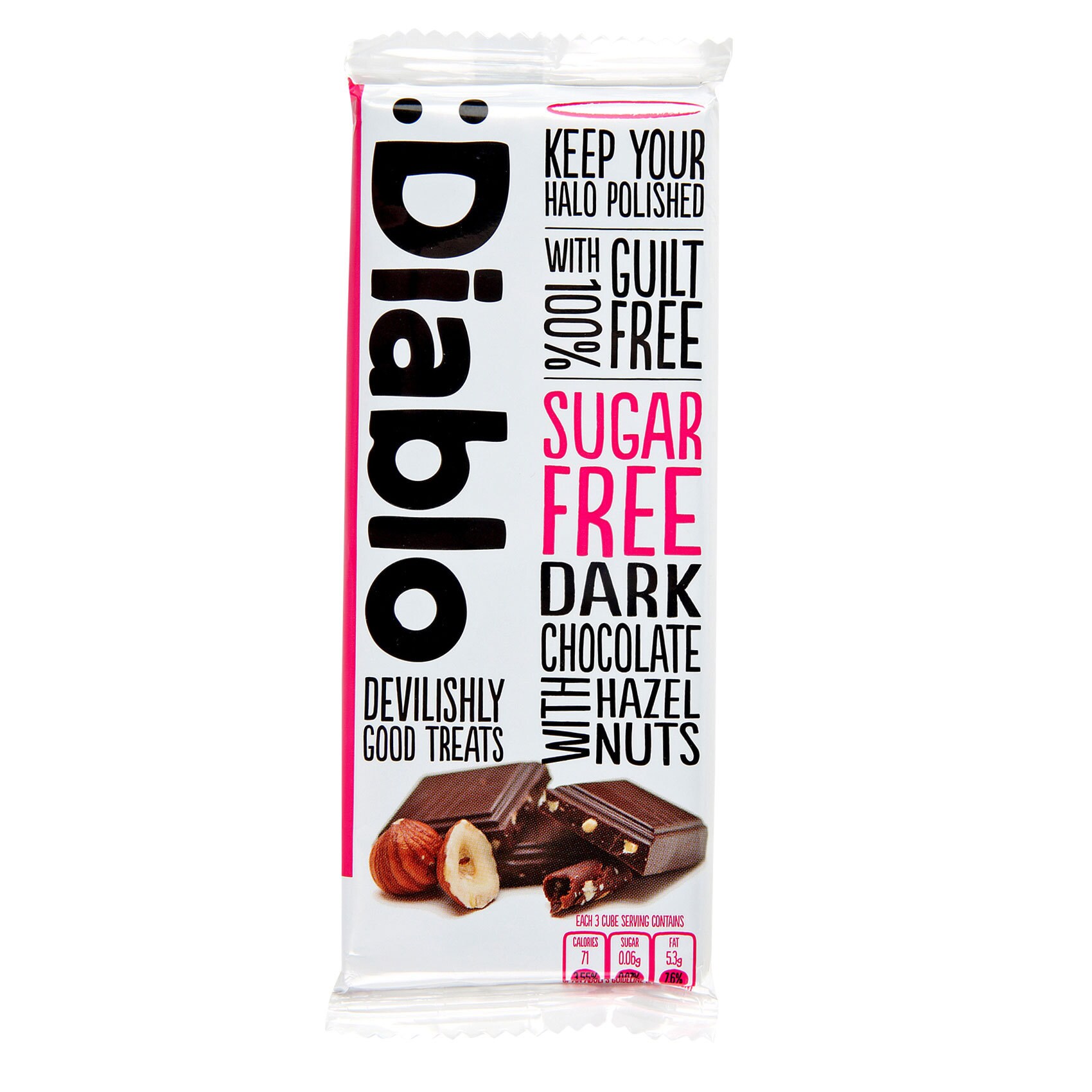 Buy Diablo Sugar Free Dark Chocolate with Hazelnuts 85g Online Shop