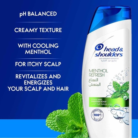 Head &amp; Shoulders Menthol Refresh Anti-Dandruff Shampoo for Itchy Scalp, 600ml