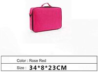 Generic Travel Makeup Train Case Makeup Cosmetic Case Organizer With Adjustable Dividers For Cosmetics Makeup Brushes Toiletry Jewelry Digital Accessories Rose Red