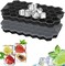 SHOWAY Ice Cube Tray with Silicone Removable Lid, 37 Honeycomb cubes, Flexible and Easy Release Ice Tray for Freezer, Cold Drinks, Cocktails &amp; Soda