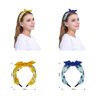 Aiwanto 2Pcs Bow Knot Fashion Headband Printed Design Hair Accessory for Ladies (Blue/Yellow)