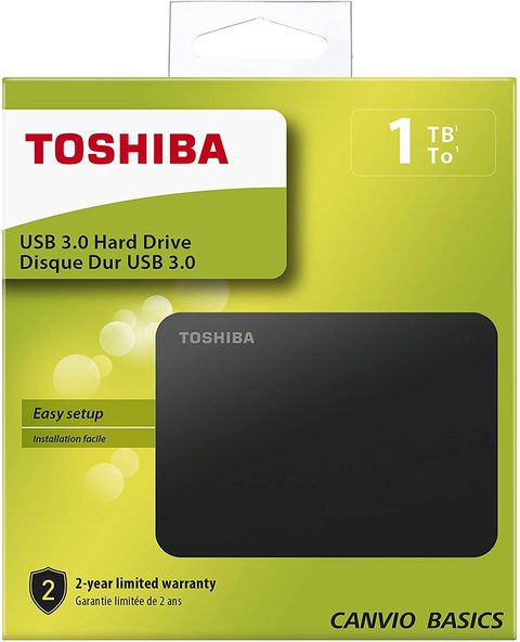 Buy Toshiba 1TB Canvio Basics 2.5 USB 3.0 Portable External Hard Drive,  Black - HDTB410EK3AA Online - Shop Electronics & Appliances on Carrefour UAE