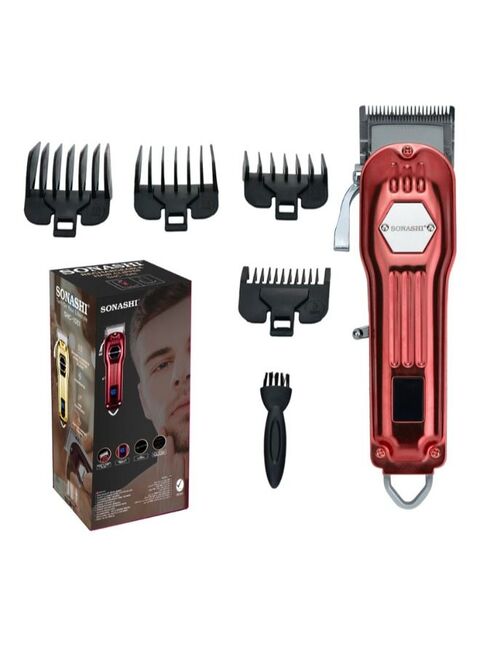 Sonashi Professional Cordless Hair Clipper With Hair Trimming Grooming Kit Red SHC 1061