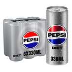 Buy Pepsi Diet Cola Beverage Cans 330ml Pack of 6 in UAE