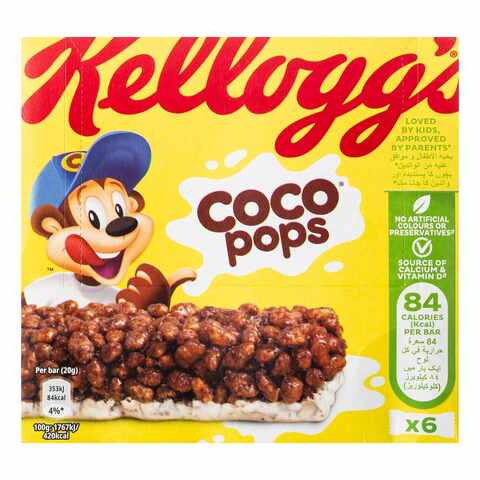 Buy Kelloggs Coco Pops Milk Cereal Bar 20g Pack of 6 in UAE
