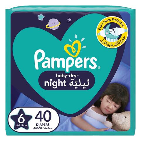 Pampers Baby-Dry Night Diapers,  Size 6, 14+ Kg, 40 Diapers