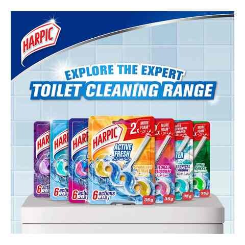 Harpic Active Purple Power Toilet Rim Block Lavender Meadows 35g