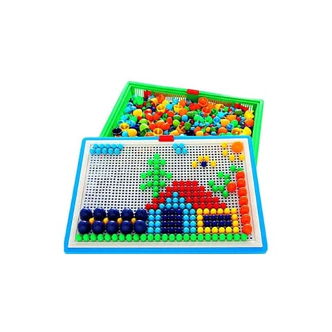 296 pcs Mushroom Nails Pegboard Educational Colourful Jigsaw Puzzle Building Blocks Bricks Creative DIY Mosaic Toys for Kids &amp; Toddlers, Perfect Birthday for Girls Boys Age 3-8 years