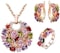 Aiwanto Colorful zircon necklace earrings set ladies jewelry three-piece