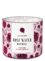 Buy BATH  BODY WORKS WHITE BARN ROSE WATER MERINGUE  3 WICK CANDLE 411G in UAE