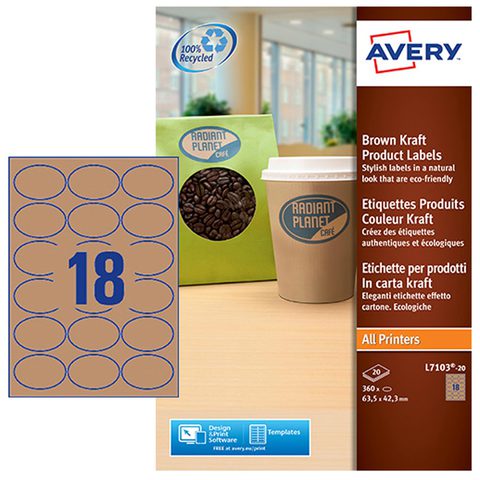 Avery Brown Craft Product Labels L7103 20 Sheets