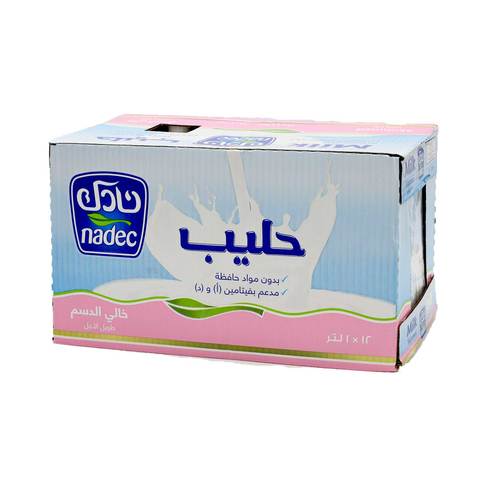 Buy Nadec Long Life Skimmed Milk 1L  12 Pieces in Saudi Arabia