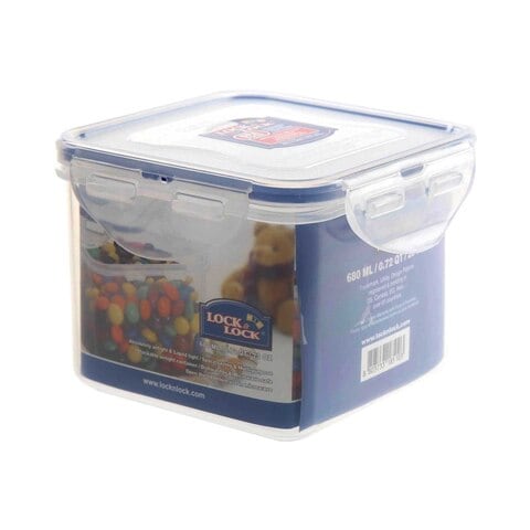Lock &amp; Lock Classics Square Food Container With Lid Clear 680ml