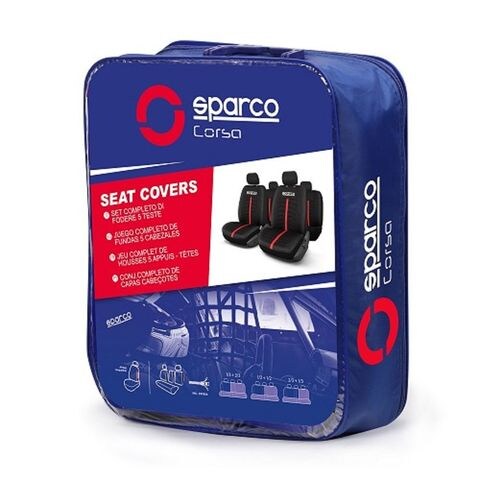 Buy Sparco - Universal Polyester Seat Cover Set Without Zipper And Airbag,  Red Line. Online - Shop Automotive on Carrefour UAE