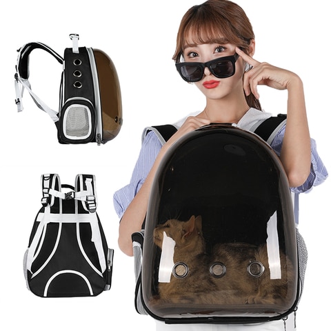 اشتري Blue shading Pet Backpack Dog cat bag Transparent  Carrier Travel Bag Designed for Travel Hiking Walking Outdoor Use في الامارات