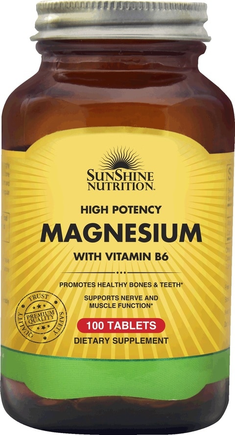 Sunshine Nutrition  High Potency Magnesium W/ Vit B6 100 Tablets