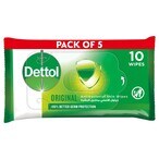 Buy Dettol Original AntiBacterial Skin Wipes 10 Pcs, Pack of 5 in Kuwait