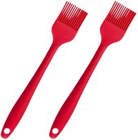 Generic 2Pcs Baking Bbq Bakeware Pastry Bread Oil Cream Cooking Basting Brush Silicone For Kitchen-Red