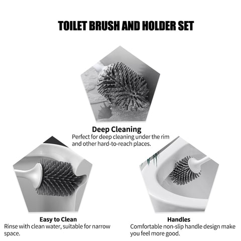 Generic-Toilet Brush and Holder Set Wall-mounted Flooring TPR Soft Bristles Toilet Brush Cleaner Bathroom Deep Cleaning Toilet Bowl Brush