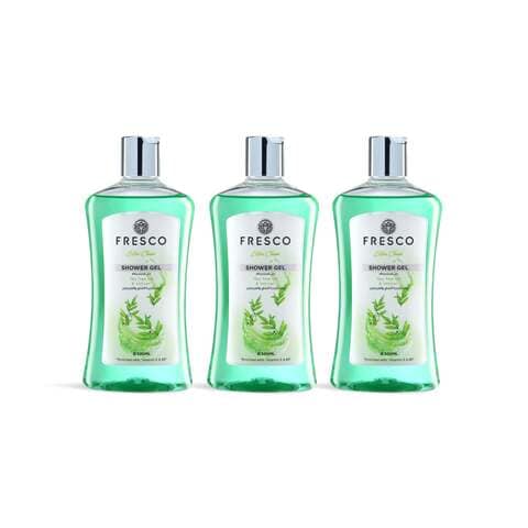 Buy Fresco Tea Tree Oil And Vetiver Shower Gel Green 500ml Pack of 3 in UAE