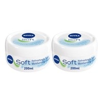 NIVEA Moisturising Cream Soft Refreshing for Face Body Hands Jar 200ml Pack of 2