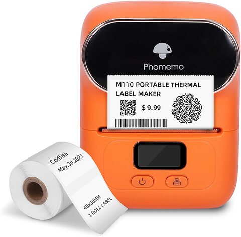 Buy Phomemo M110 Portable Wireless Thermal Label Printer, With 1 Roll  40X30mm Label, Orange, M110-Or-B Online - Shop Stationery & School Supplies  on Carrefour UAE