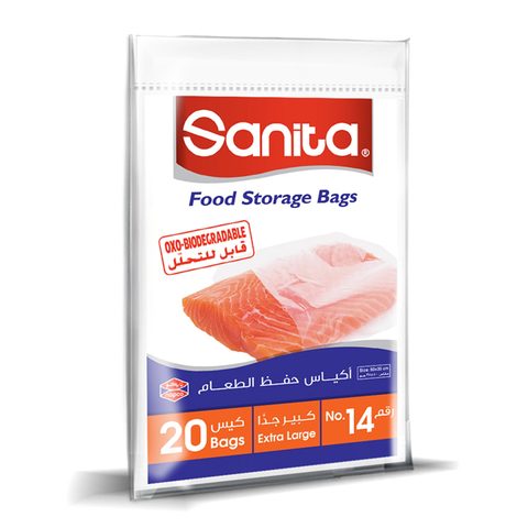 Sanita food storage bags 14, x-large, 20 pieces