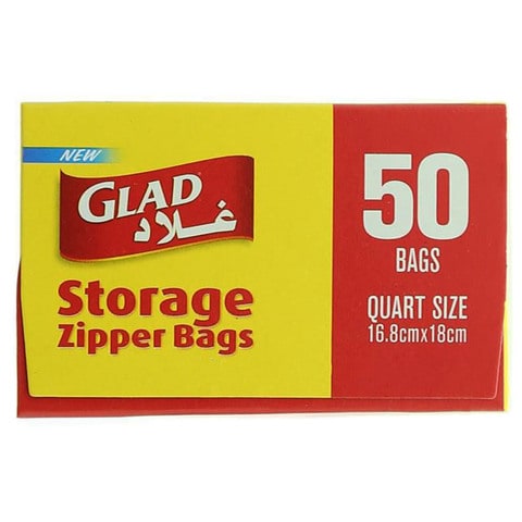 Glad Quart Size Storage Zipper Clear 50 Bags